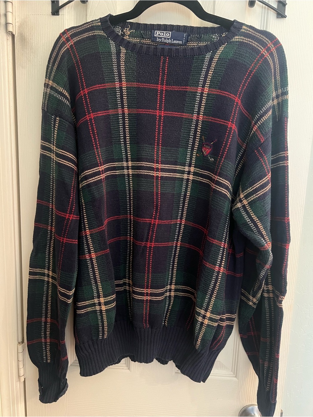 Polo Ralph Lauren xL VTG cotton grandpa sweater plaid